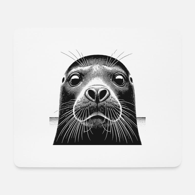 Seehund - Mousepad (Querformat) - Weiß