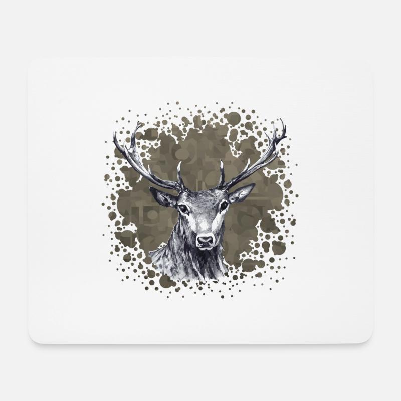 Hirsch - Mousepad (Querformat) - Weiß