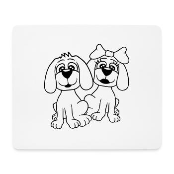 2 Hunde Team Zwei Freunde Liebe Pärchen Verliebt - Mousepad (Querformat) - Weiß - Vorne