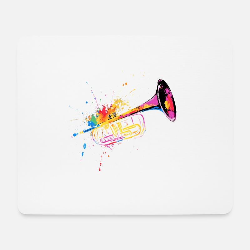 Trompete Jazz Musik Bunt - Mousepad (Querformat) - Weiß