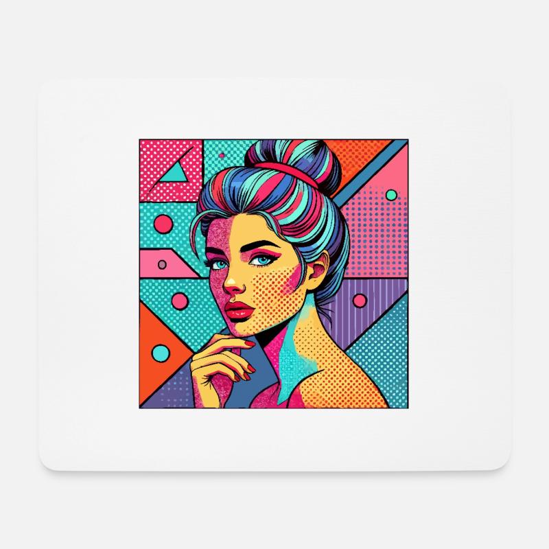 Farbenfrohes Portrait im Pop-Art-Stil - Mousepad (Querformat) - Weiß
