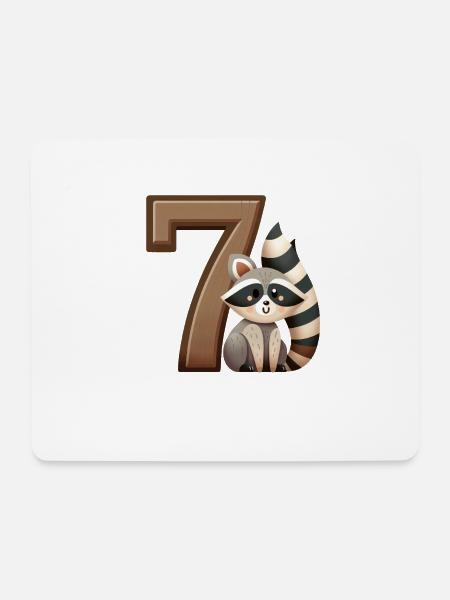 Kinderdesign – Waschbär und Zahlen Spaß - Mousepad (Querformat) - Weiß