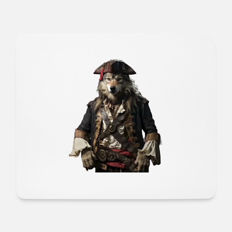 Piraten Wolf - Mousepad (Querformat) - Weiß