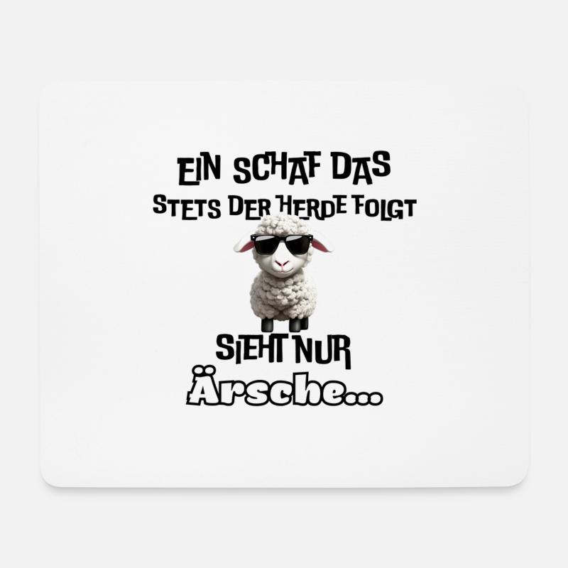 cooles Schaf mit Statement - Mousepad (Querformat) - Weiß