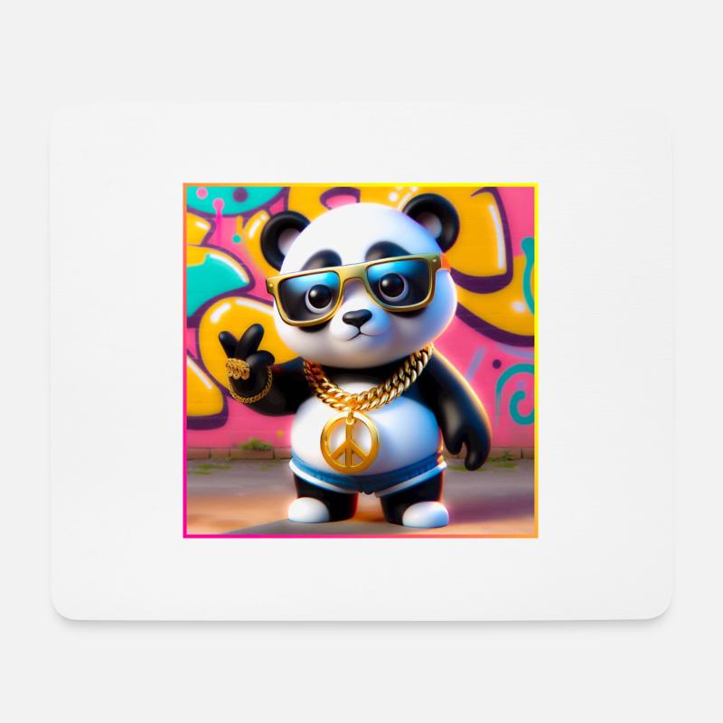 Coole Panda - Mousepad (Querformat) - Weiß