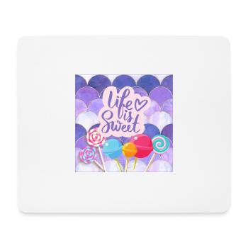 Life Is Sweet - Colourful Candy Lollipop Design - Mouse Pad (horizontal) - white - Front