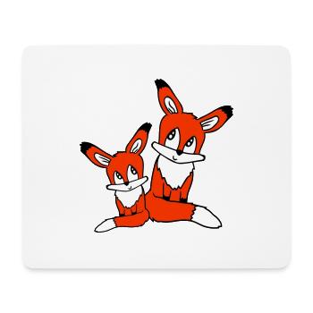 2 Foxes Mother Red Fox Little Child Father Mom - Mouse Pad (horizontal) - white - Front