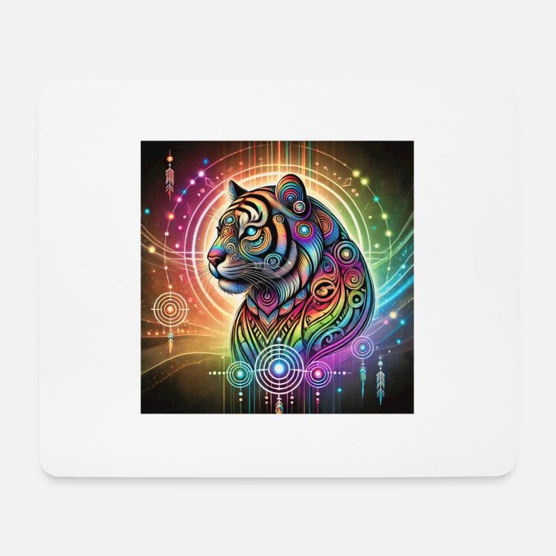 Krafttier Tiger - Mousepad (Querformat) - Weiß
