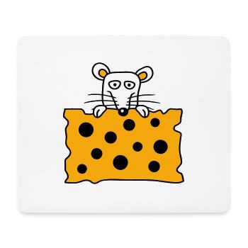 Souris Rat Derrière De Grands Trous Fromage Semble Drôle - Tapis de souris (format paysage) - blanc - Devant