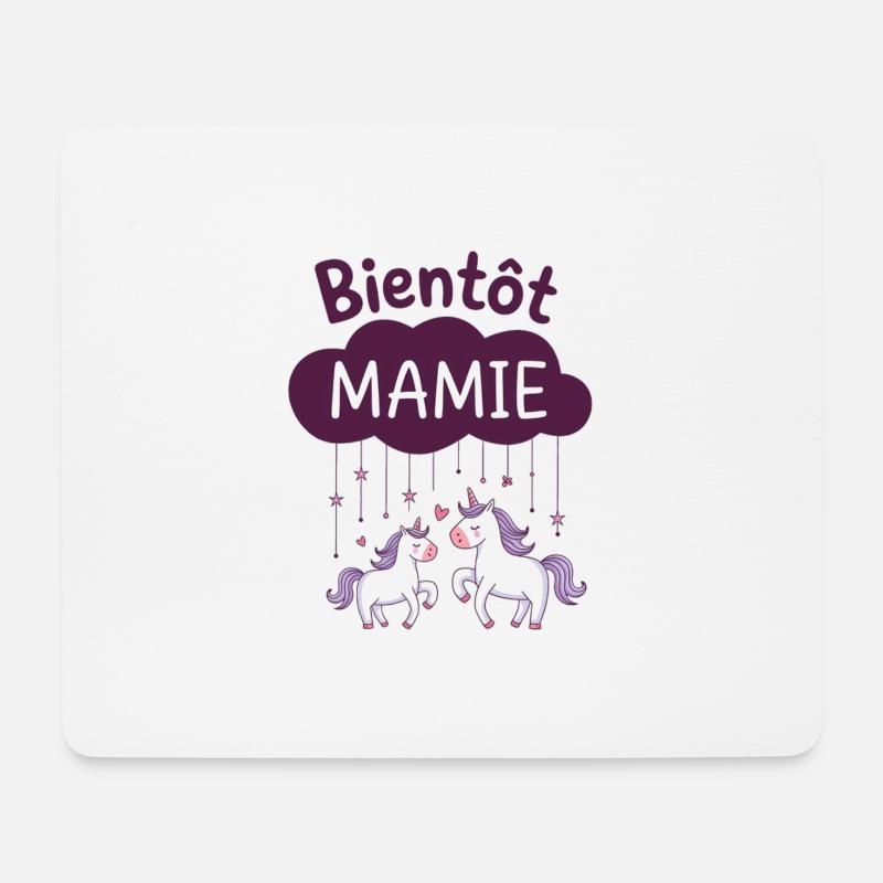 Baldige Oma Einhorn kündigt Schwangerschaft an - Mousepad (Querformat) - Weiß