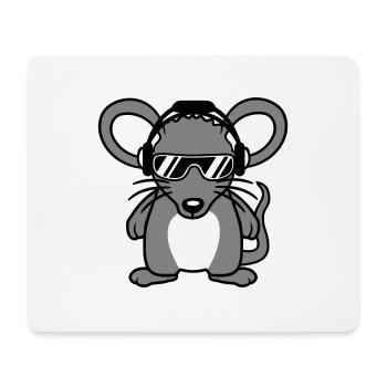 Maus Sonnenbrille Cool Kopfhörer Party Musik hören - Mousepad (Querformat) - Weiß - Vorne