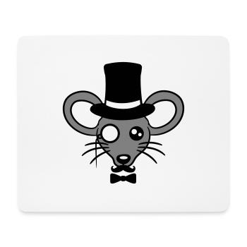 Mr. Maus Zylinder Hut Monokel Brille reicher Herr - Mousepad (Querformat) - Weiß - Vorne