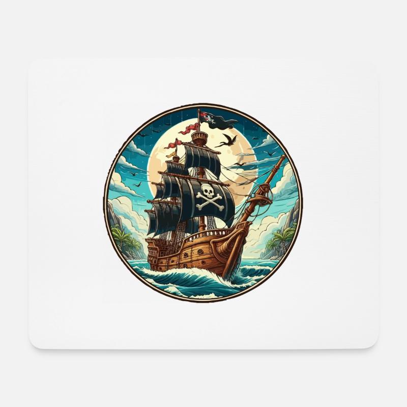 Piratenschiff groß - Mousepad (Querformat) - Weiß
