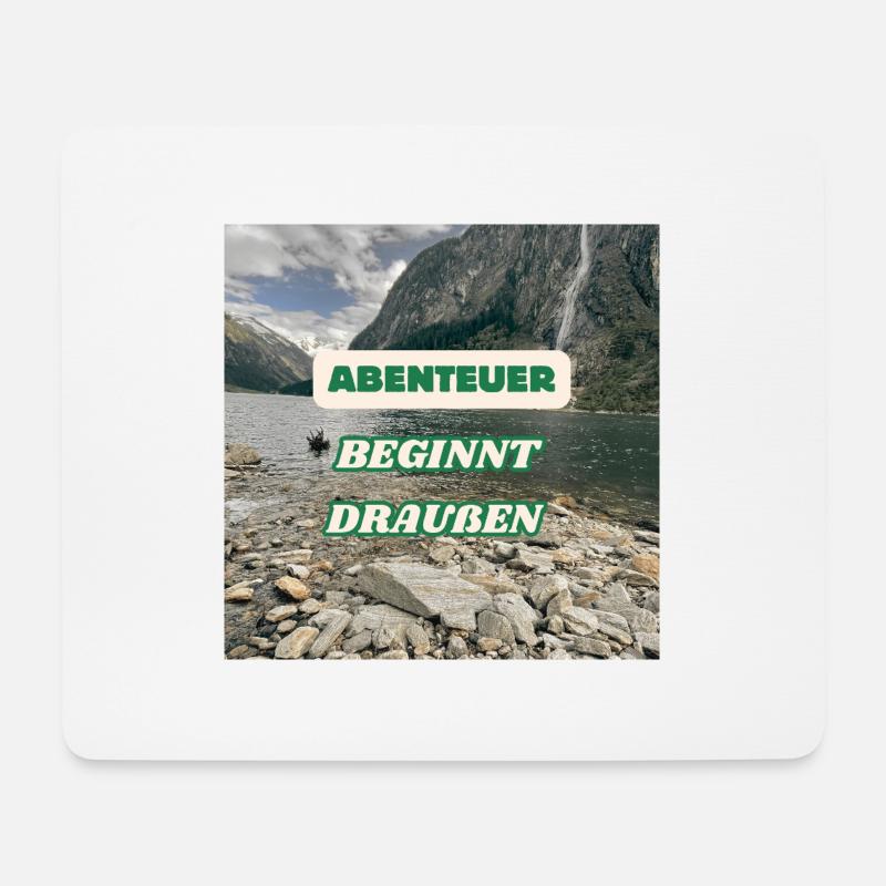 Abenteuer beginnt draußen - Mousepad (Querformat) - Weiß