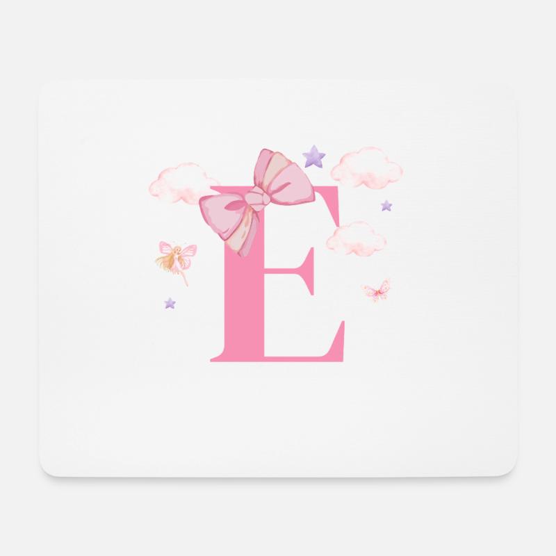 Letter e pink clouds - Mouse Pad (horizontal) - white