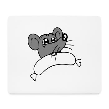 Souris grosse saucisse manger faim saucisse grillades - Tapis de souris (format paysage) - blanc - Devant