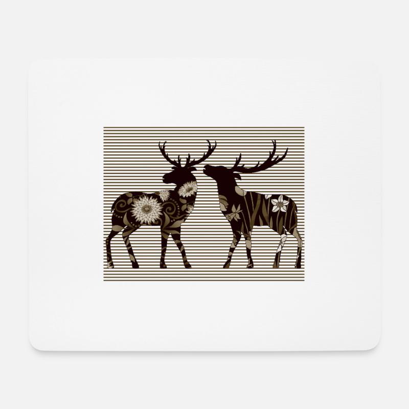Hirsch - Mousepad (Querformat) - Weiß