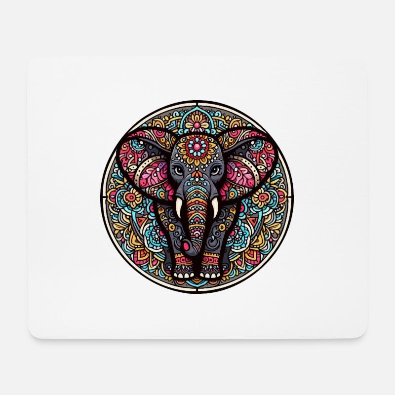 Indischer Mantra-Elefant - Mousepad (Querformat) - Weiß