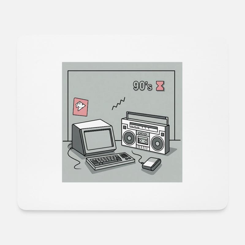 90er Kultobjekte : Walkman, Computer und Co. - Mousepad (Querformat) - Weiß