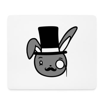 Mr. Bunny Gentleman Chapeau haut de forme Monocle Lunettes - Tapis de souris (format paysage) - blanc - Devant