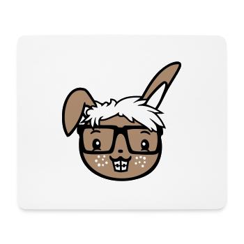 Bunny Nerd Geek Horn-rimmed Glasses Smart Freak Intelligent - Mouse Pad (horizontal) - white - Front