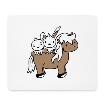 2 Hase Vogel Pferd reiten Reiter Pferdchen winken - Mousepad (Querformat) - Weiß - Vorne