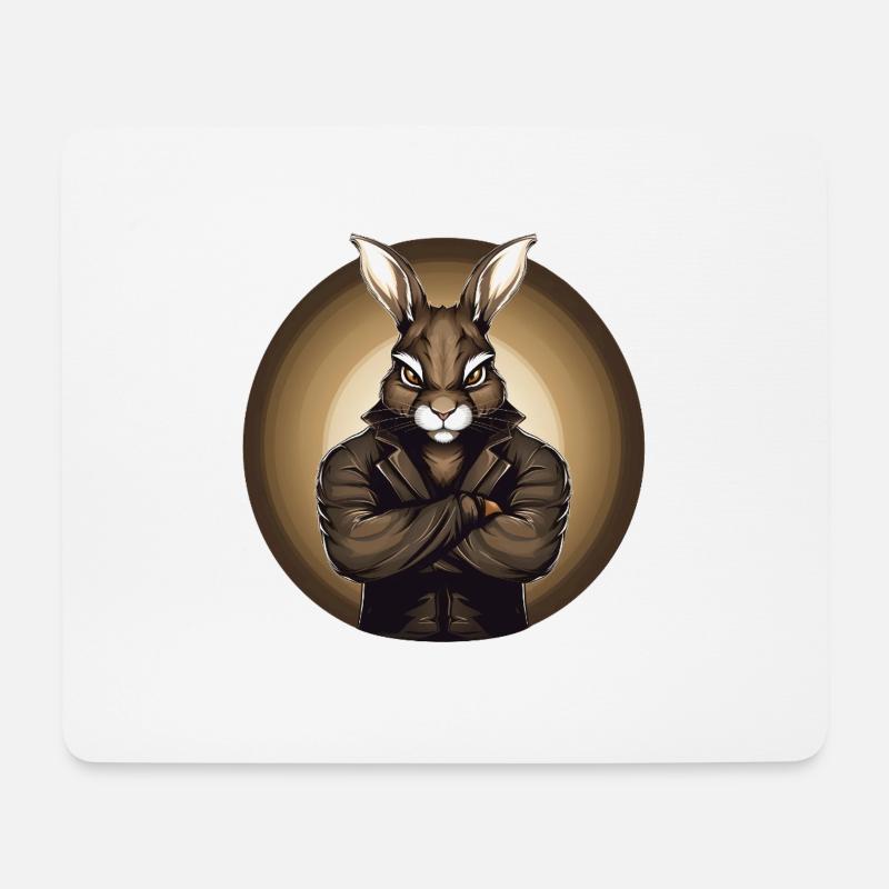 Gangster-Osterhase - Mousepad (Querformat) - Weiß