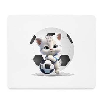 Kitten Mascot with Soccer Ball - Mouse Pad (horizontal) - white - Front