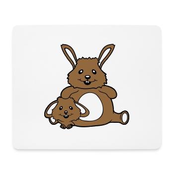 2 Lapins Enfant Papa Maman Doux Deux Gros Petit Gras - Tapis de souris (format paysage) - blanc - Devant