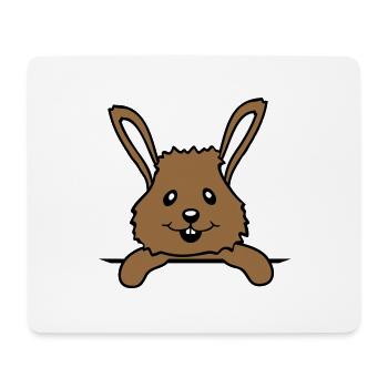 Hase Brusttasche Hemdtasche Tasche unterwegs lacht - Mousepad (Querformat) - Weiß - Vorne