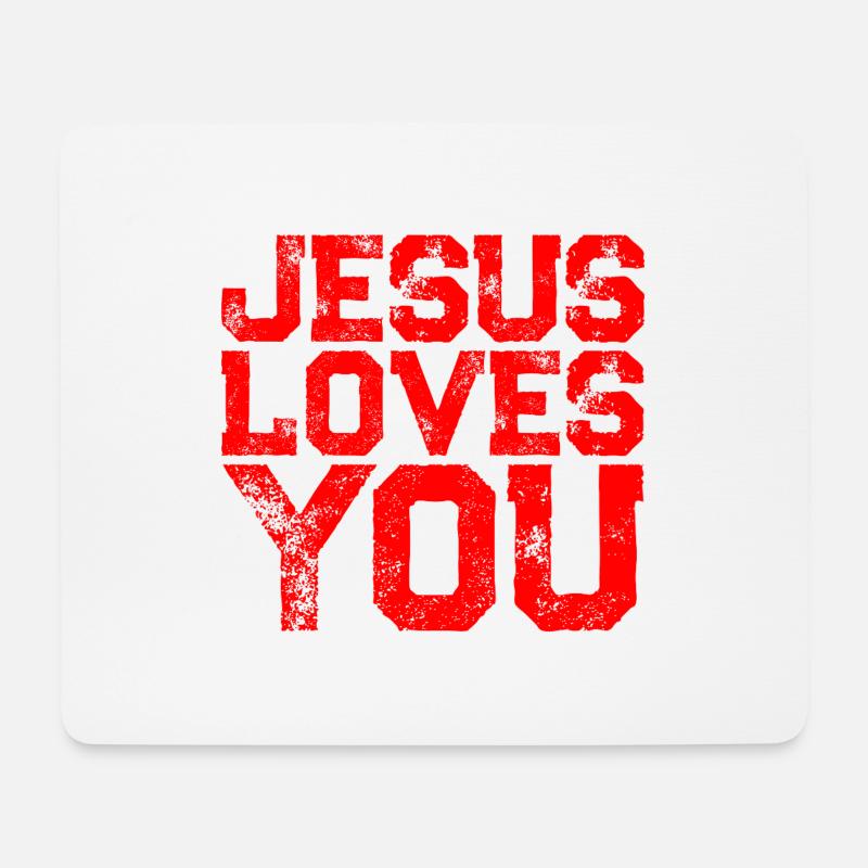 jesus loves you - Mousepad (Querformat) - Weiß