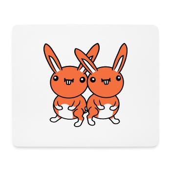 2 Hasen Team Lustig Grimasse Albern Ulkig Lächeln - Mousepad (Querformat) - Weiß - Vorne