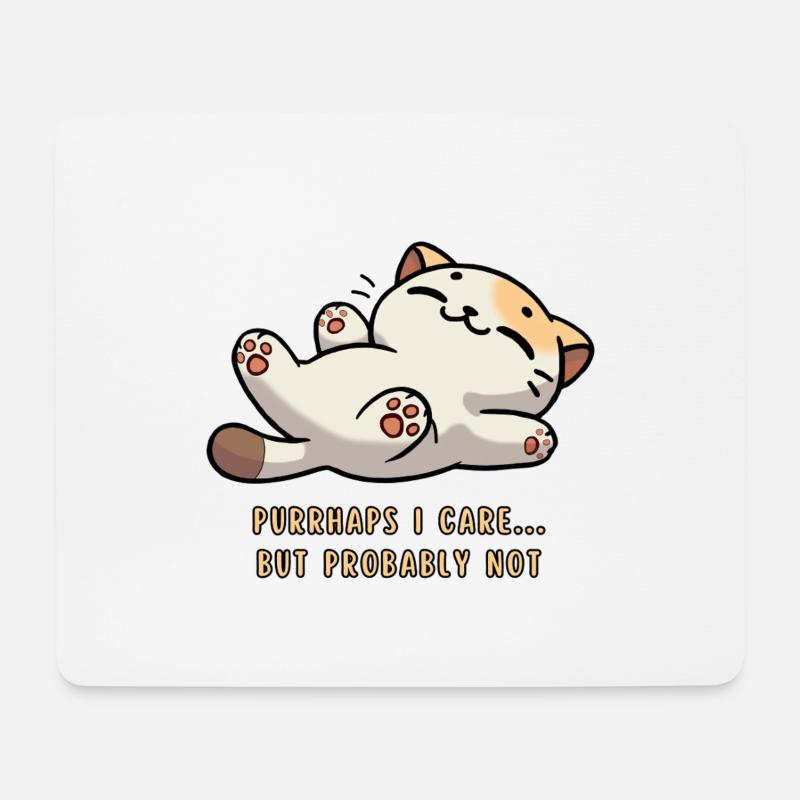 Niedliche Katze Purrhaps I care...but probably not - Mousepad (Querformat) - Weiß