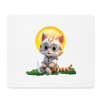 Smart Cat Sun Coder: Kätzchen Laptop Kunstdruck - Mousepad (Querformat) - Weiß - Vorne