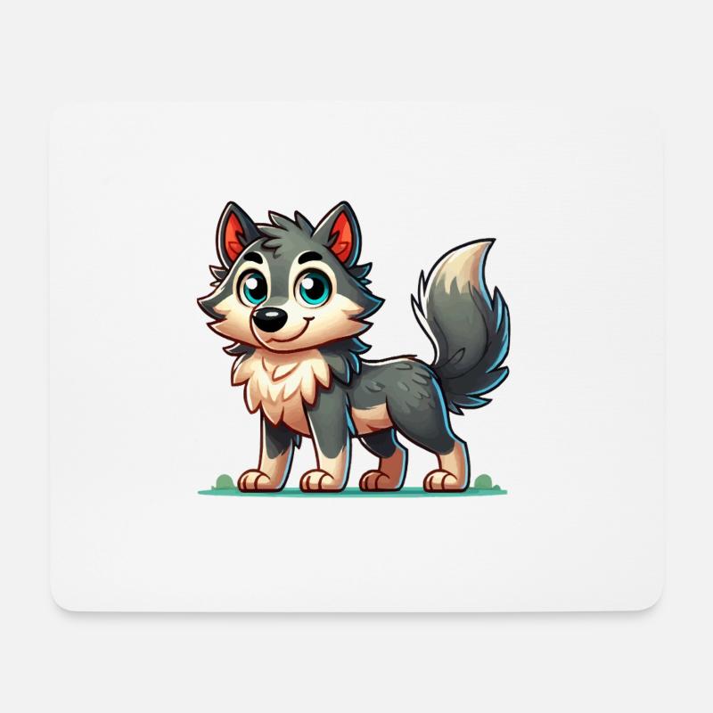 wolf comic - Mousepad (Querformat) - Weiß
