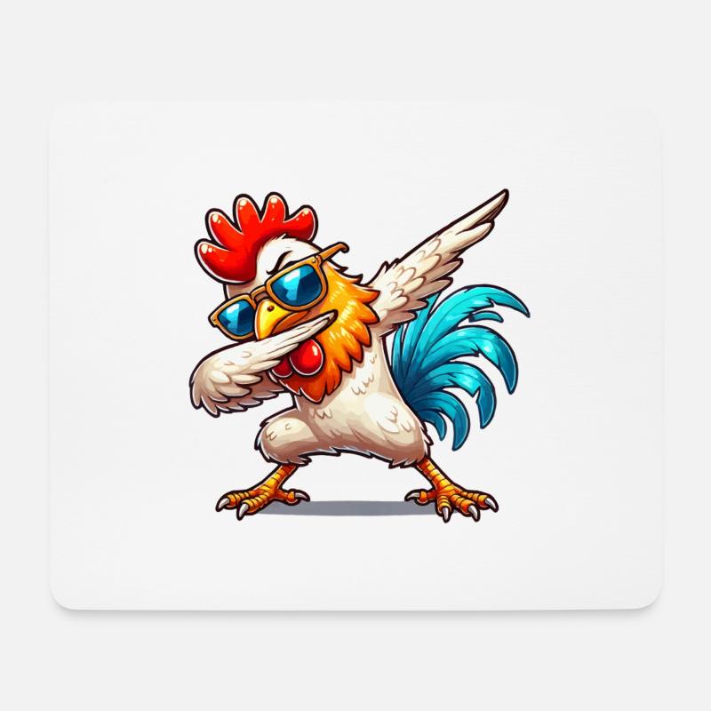 hahn dabbing - Mousepad (Querformat) - Weiß