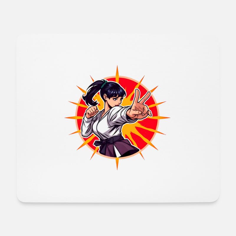 Manga Girl Karate - Mousepad (Querformat) - Weiß