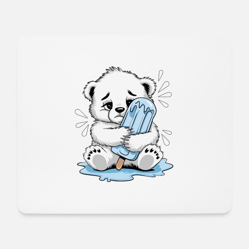 Schmelzen dahin – Trauriges Eisbärenjunges - Mousepad (Querformat) - Weiß