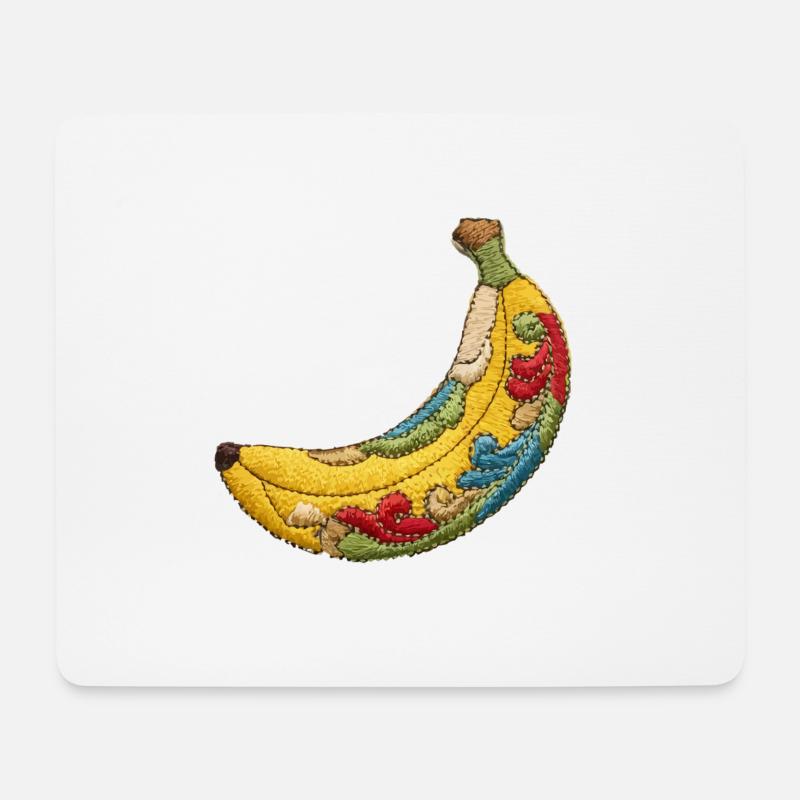 Bestickte Banane - Mousepad (Querformat) - Weiß