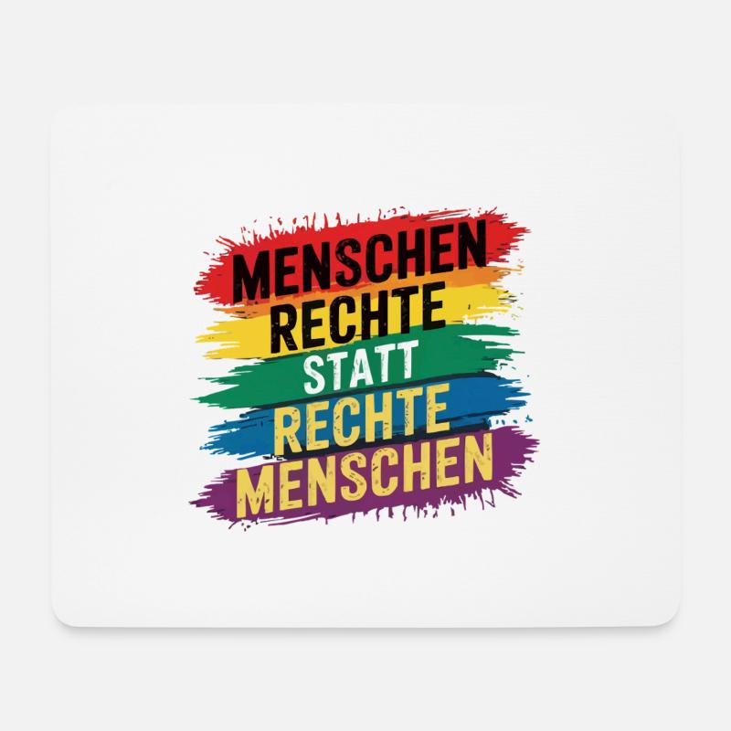 Menschenrechte statt rechte Menschen - Regenbogen - Mousepad (Querformat) - Weiß