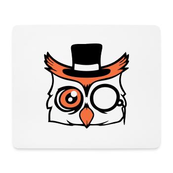 Sir Eule Zylinder Hut Monokel Brille reicher Herr - Mousepad (Querformat) - Weiß - Vorne