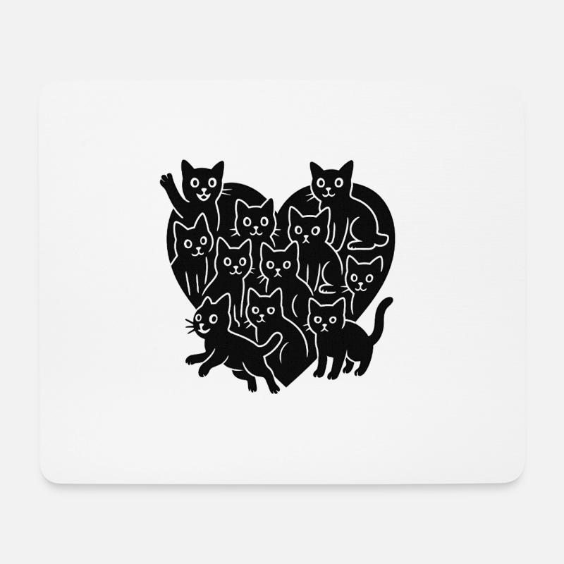 Katzen - Katzen in Herzform - Mousepad (Querformat) - Weiß