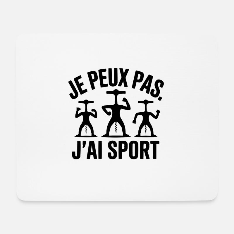 Je peux pas, j’ai sport – Tire-Bouchons Musclés - Mousepad (Querformat) - Weiß