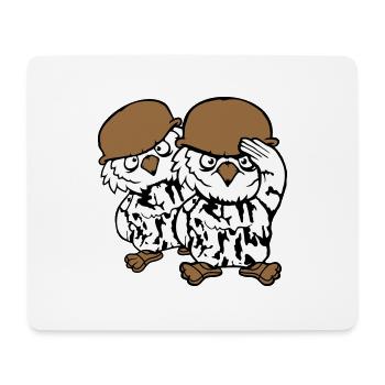 2 Owls Soldier Military War Helmet Army Two Team - Mouse Pad (horizontal) - white - Front
