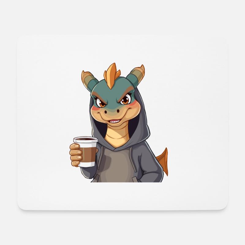Stylischer Drache für Kaffeeliebhaber! - Mousepad (Querformat) - Weiß