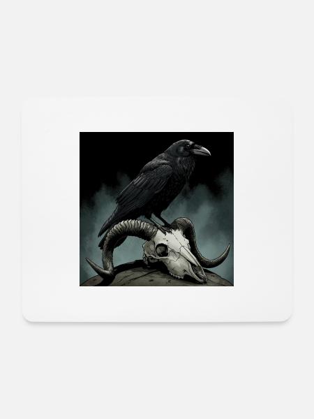 Mystic Raven - Mousepad (Querformat) - Weiß