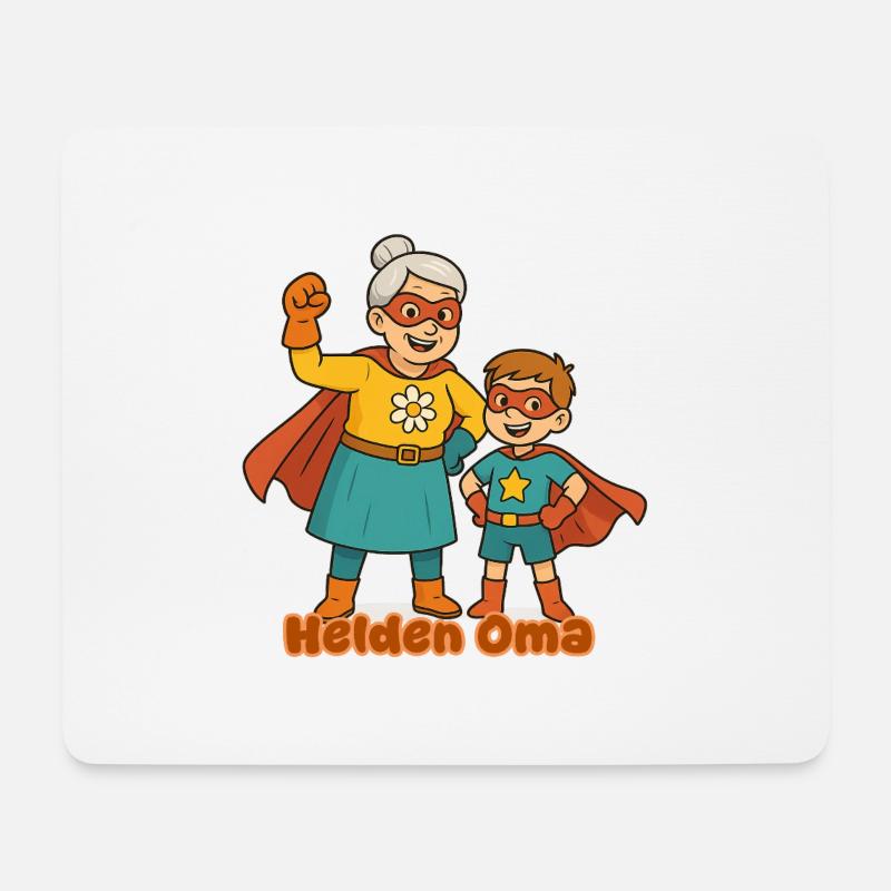 süßer Superhelden-Grandma & Enkel-Design - Mousepad (Querformat) - Weiß
