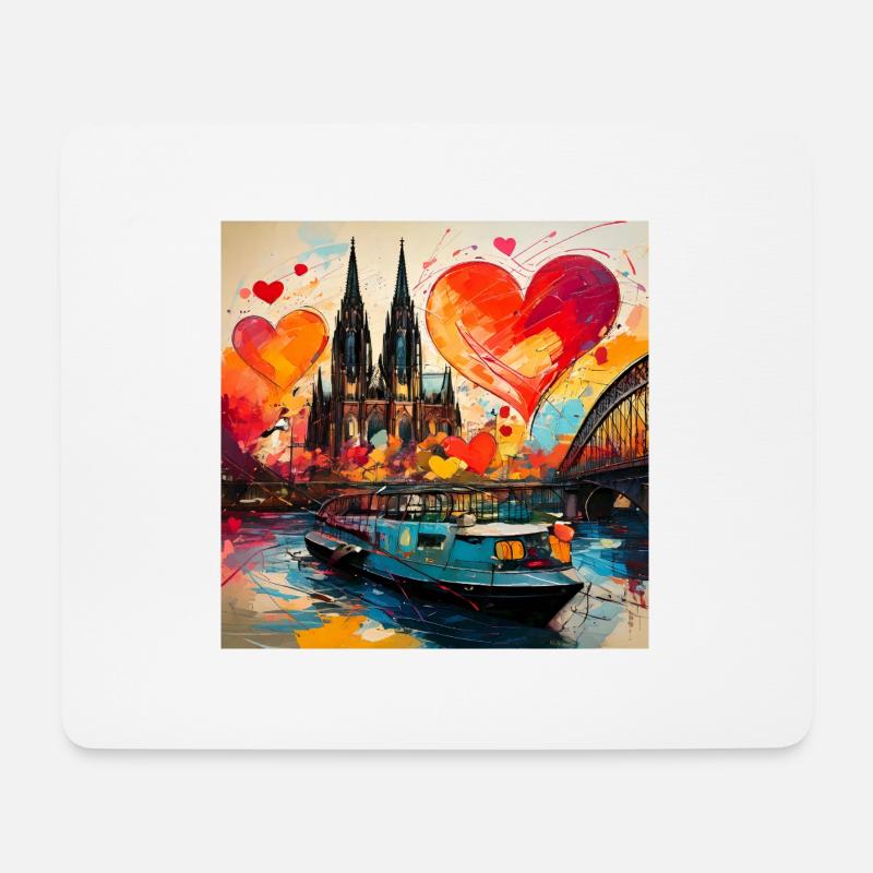 kölner dom,dom,koeln,herzen,malerei,herzen - Mousepad (Querformat) - Weiß