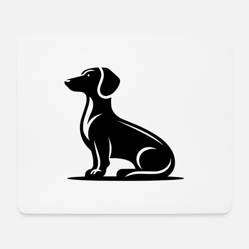 Schlichtes Hundemotiv Jagdhund Silhouette - Mousepad (Querformat) - Weiß