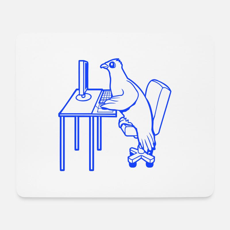 Taube arbeitet Büro Computer Tatsatur Maus Gamer - Mousepad (Querformat) - Weiß